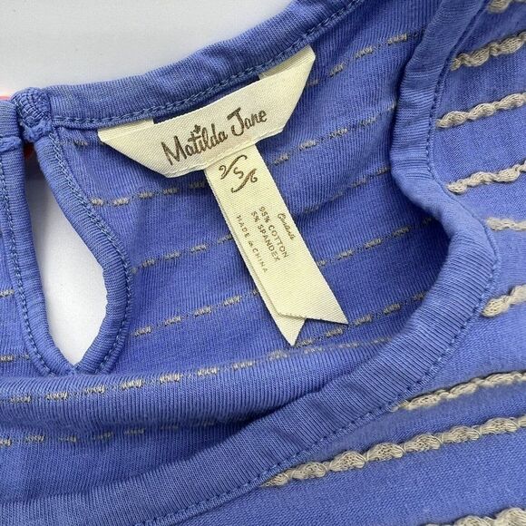 MATILDA JANE Women Exploration Dress S Blue Striped Short Sleeve Scoop Neck - Picture 4 of 7